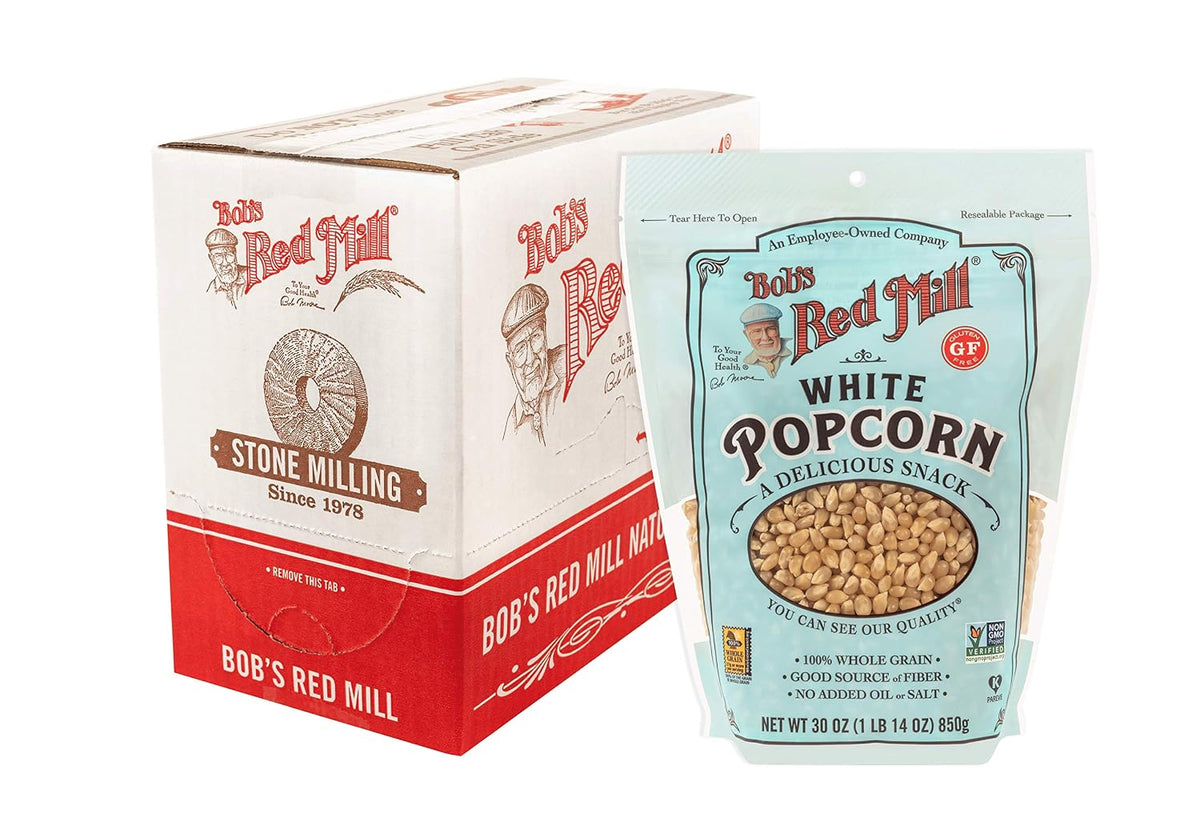 whole-grain white corn kernels marketed as non-gmo, vegan, and kosher