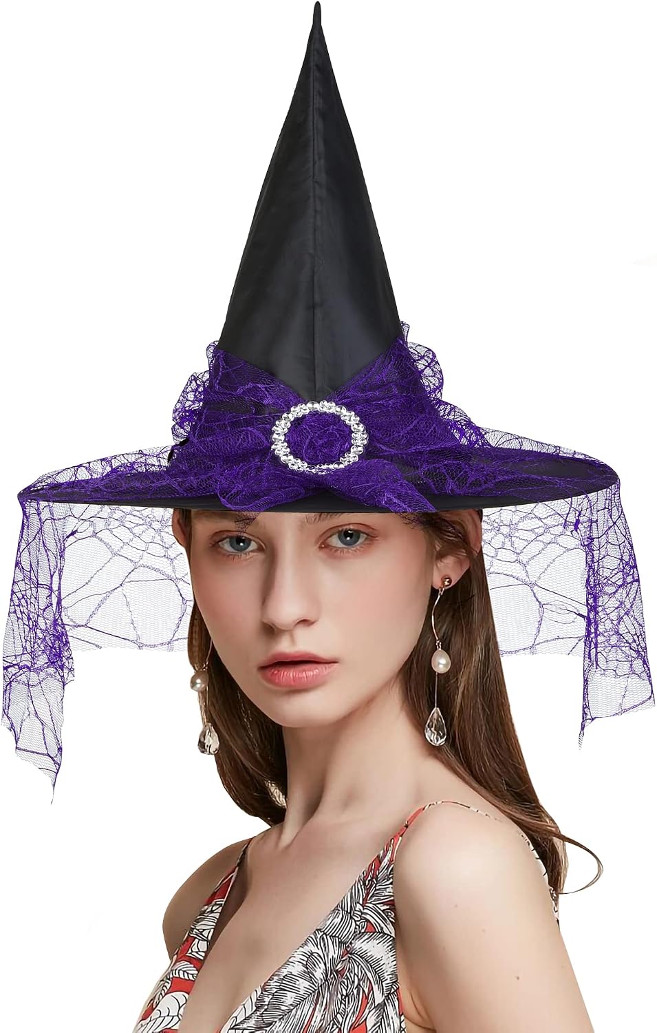 wide-brim pointed crown in classic witch/wizard silhouette