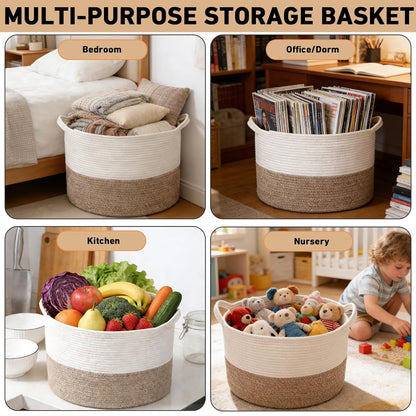 wide color range including neutrals (white, grey, black, brown, camel, jute), kid-friendly prints (rainbow, colorful, pink/blue), and tri-color combinations