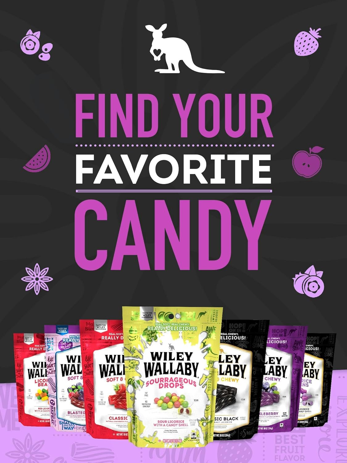 Wiley Wallaby Black Licorice Beans – Romantic Valentine's Day Treat for Couples, Soft Chewy Candy
