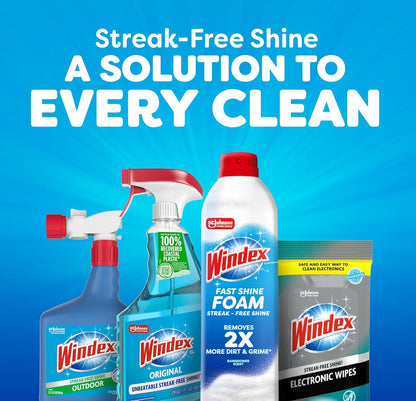 Windex Fast Shine Foam Glass Cleaner – Shared Kids Bathroom Mirror Care with No-Drip Foaming Formula
