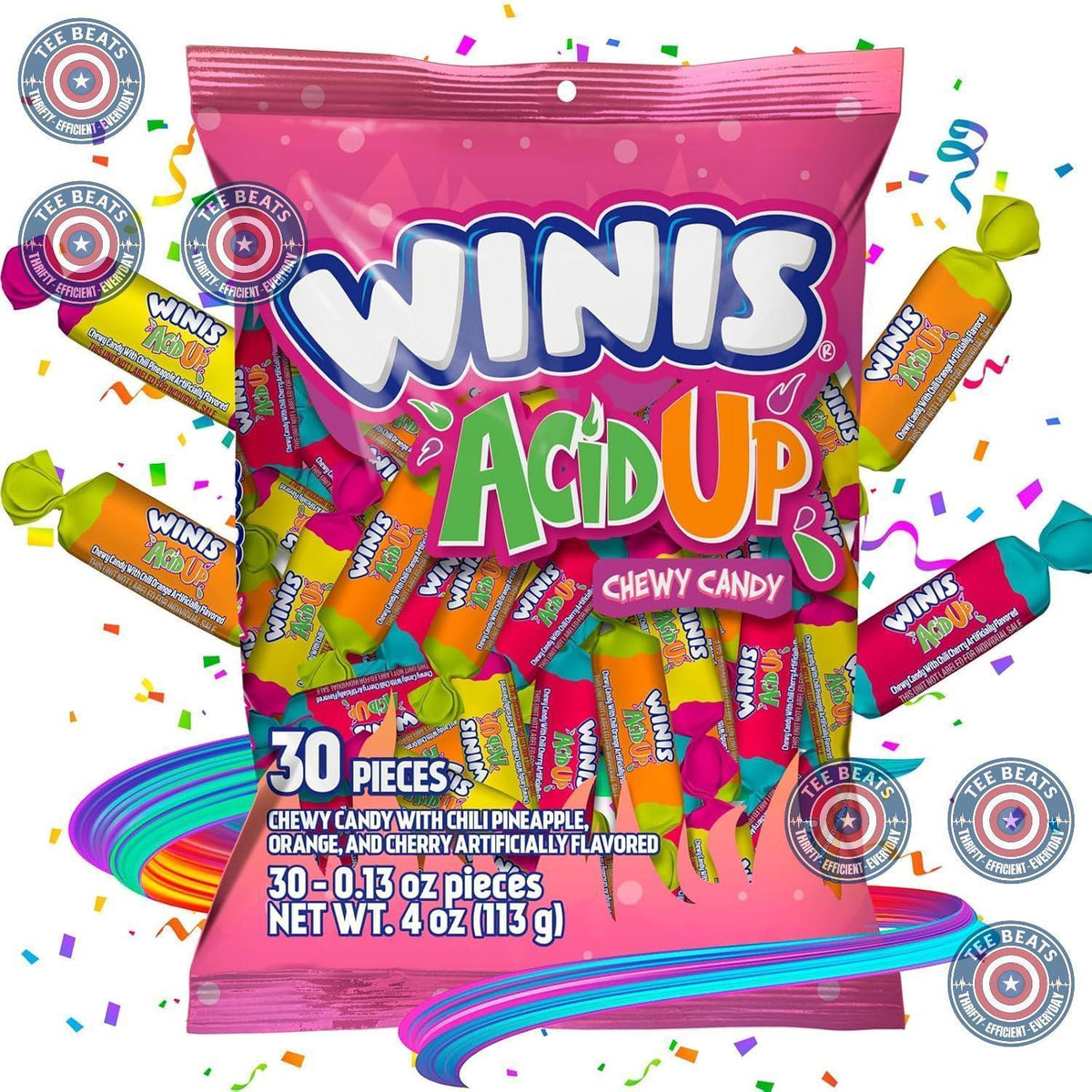 Winis Individually Wrapped Sour Taffy Candy – Safe Snacks for Children with Peanut and Tree Nut Allergies