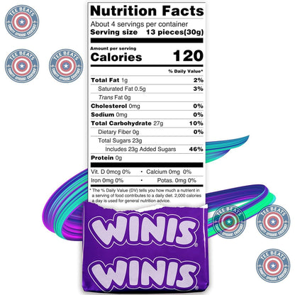Winis Mexican Taffy Variety Pack – Allergy Safe Chewy Candy for Children's Birthday Goodie Bags and School Snack Time, 4 Oz Bag of 50