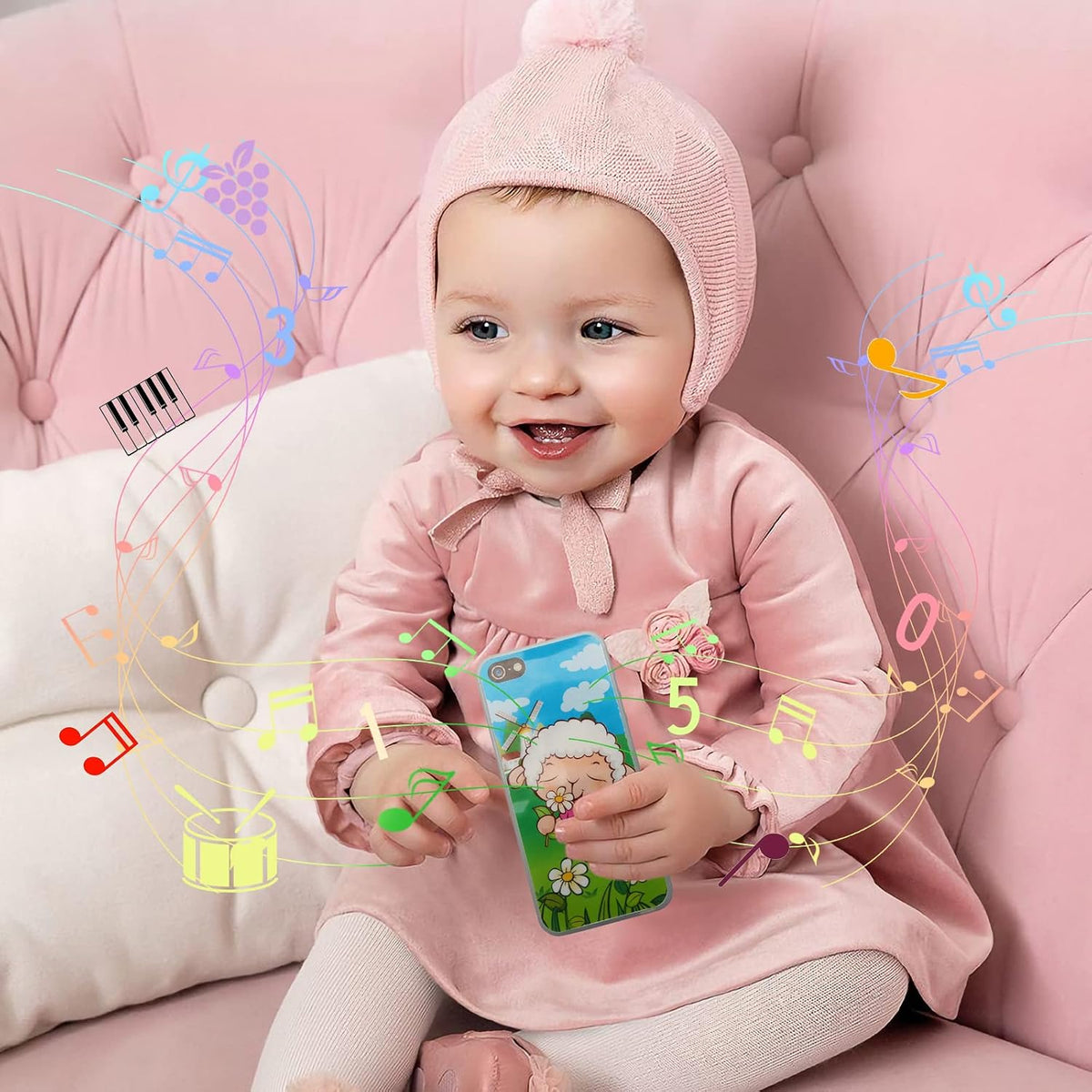 Wolmund Toy Learning Cell Phone – Safe Interactive Play Phone for Toddler Nursery and Living Room