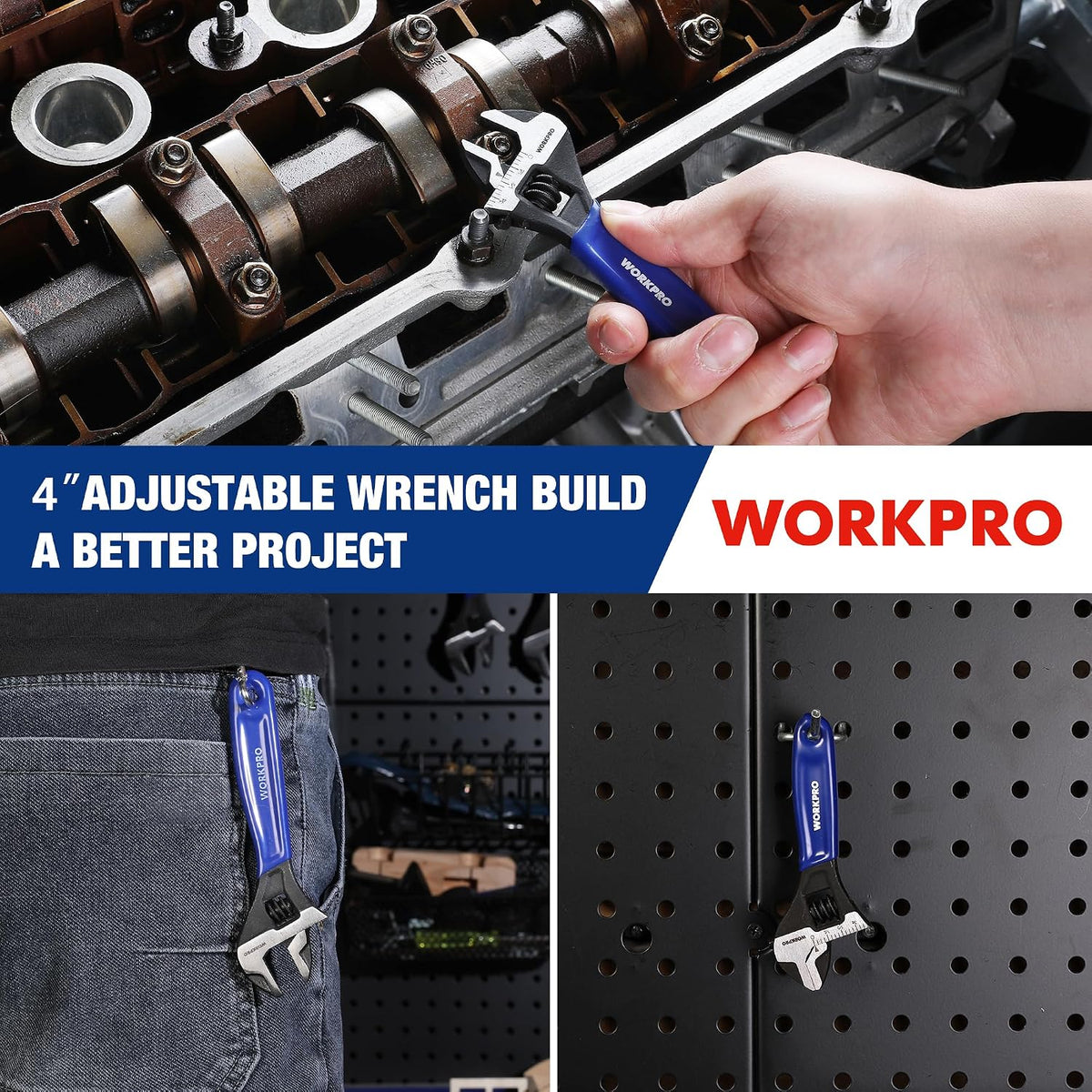 WORKPRO 4-Inch Mini Adjustable Wrench, Compact Tight-Space Tool for Faster Repair Bench Fixes