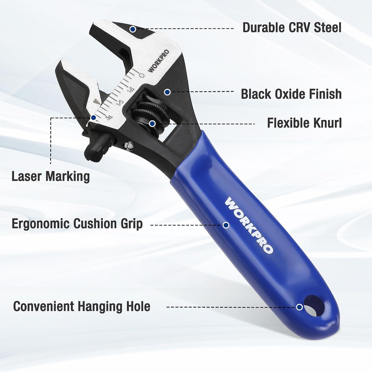 WORKPRO 4-Inch Mini Adjustable Wrench, Compact Tight-Space Tool for Faster Repair Bench Fixes