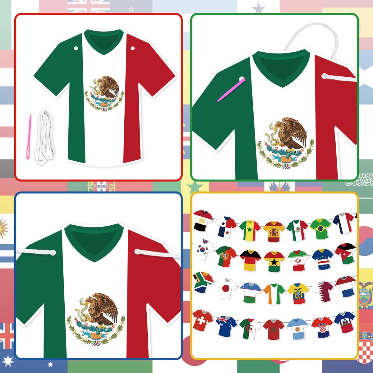 World Cup Garland – Family Friendly Party Decor, No Assembly Jersey Pennant Banner for Children's Soccer Birthday