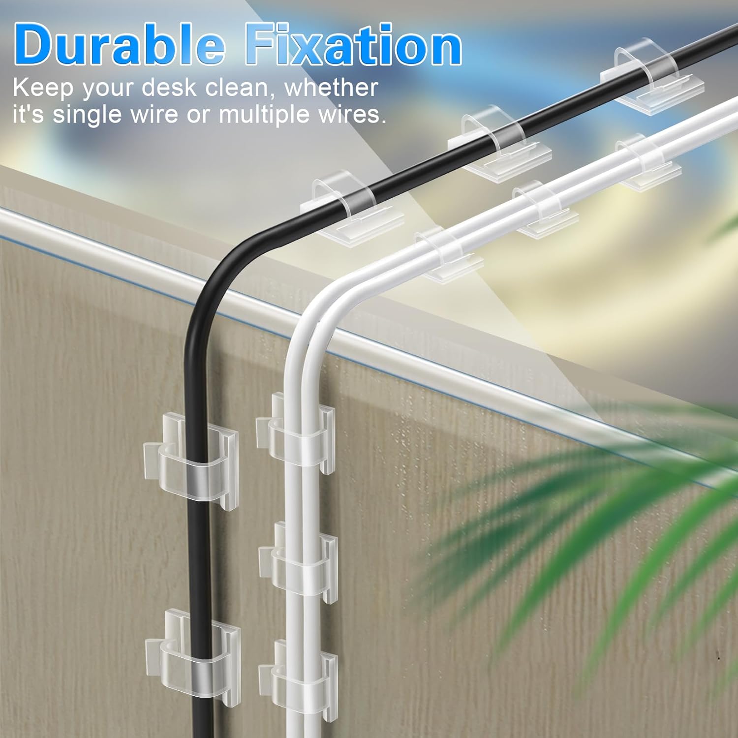XHF Nylon Cable Clips for Remote Work Desk, Stick-On Cord Management for Office USB Hubs and Chargers