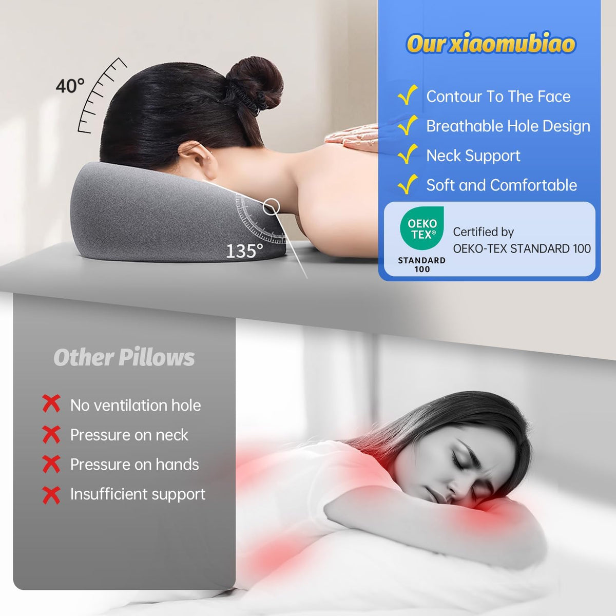 xiaomubiao Face Down Pillow – Doctor-Recommended Post-Eye Surgery Support for Safe Prone Recovery