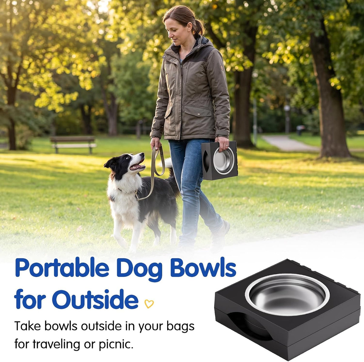 XIAZ Elevated Dog Bowls – Senior Dog Joint Care Feeding Station, Adjustable 9 to 14 Inch Raised Stand for Large and Medium Breeds