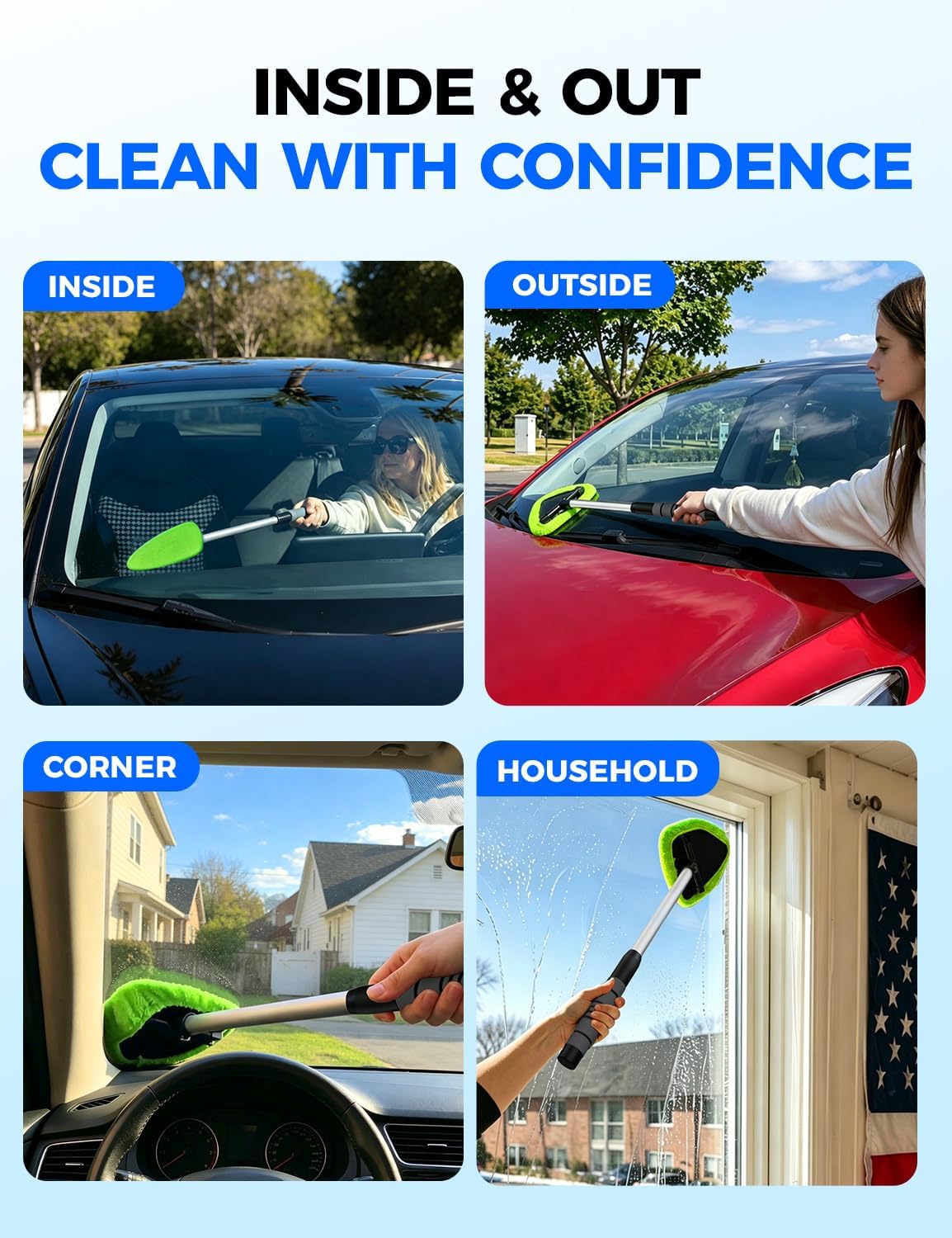 XINDELL Extendable Car Window Cleaner – Complete Kit, No Extra Purchases, Ready Out of the Box