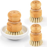 SUBEKYU Bamboo Scrubber Trio – Intentional Home Kitchen Essentials, Plastic-Free Dish and Vegetable Brush