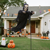 LarpGears Wind-Rotated Scarecrow Sculpture – Haunting Ambience Halloween Piece for Porch and Indoor Theme Room