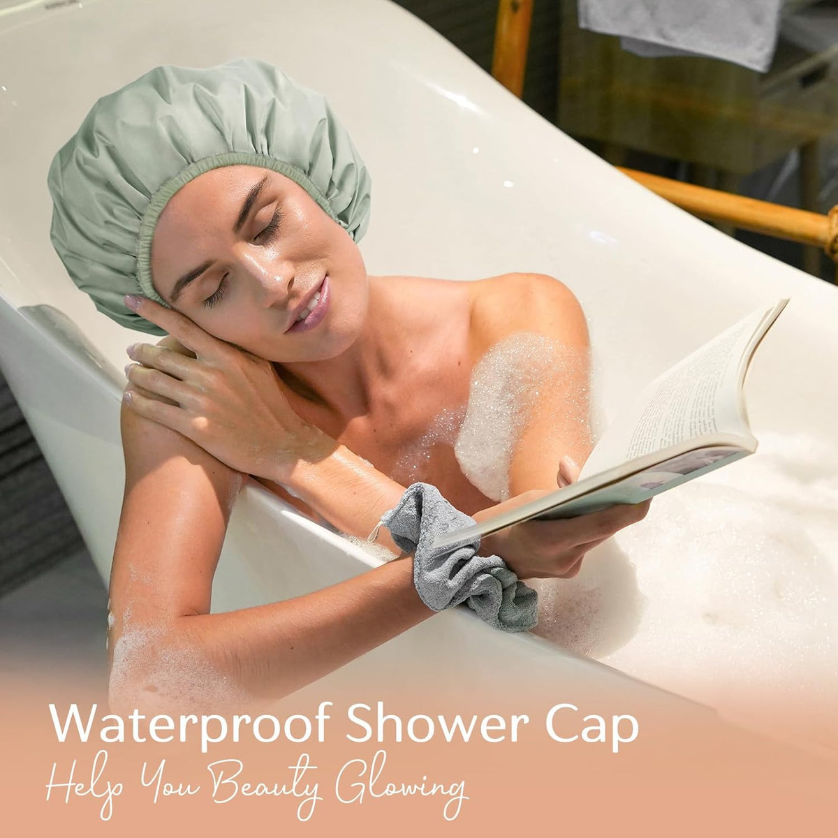 Yanibest Washable Shower Cap – Mindful Beauty Ritual Essential, Protects Day-2 Hairstyles During Skincare and Bath