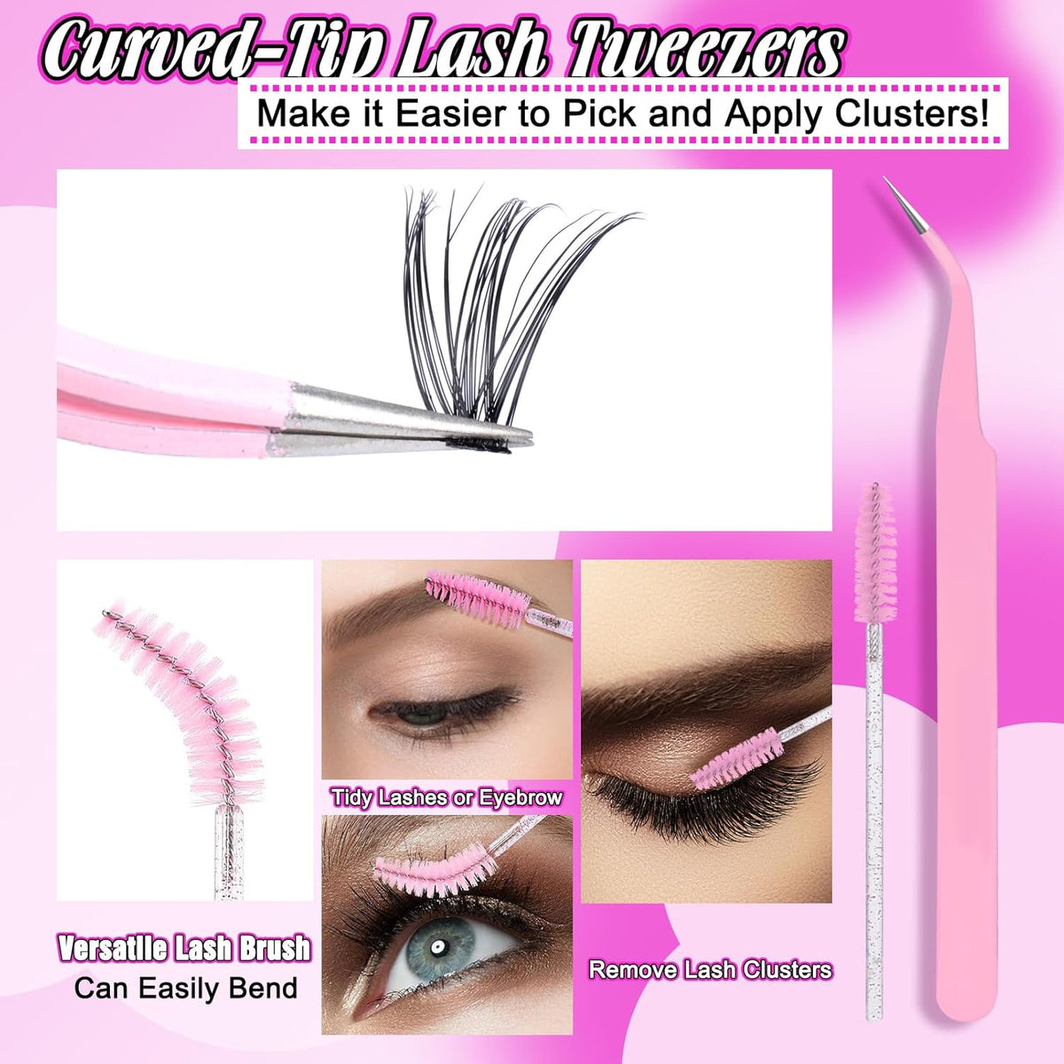 Yawamica Fluffier Lash Extension Kit – High-End Cluster Lashes for the Refined Dressing Room, Full Application Set Included