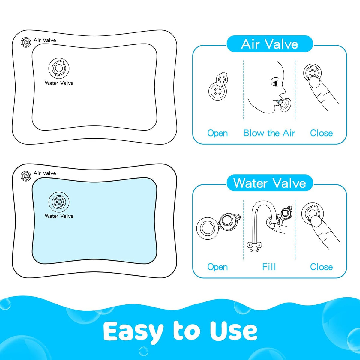 Yeeeasy Baby Water Play Mat – Lightweight Inflatable Mat for Backyard Play, Picnics, and Day Trips
