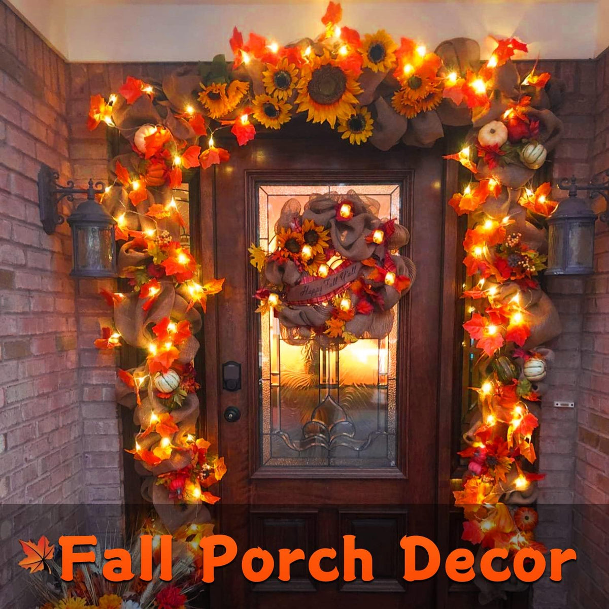 YEGUO Lighted Maple Leaf String – Layered Autumn Centerpiece & Window Frame Decor for Cozy Home Styling