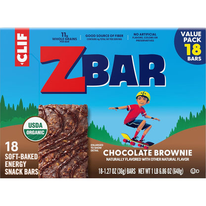 Zbar Chocolate Brownie Energy Bars – Lunchbox-Ready Snack Bars for Kids Classroom and Daycare, Individually Wrapped