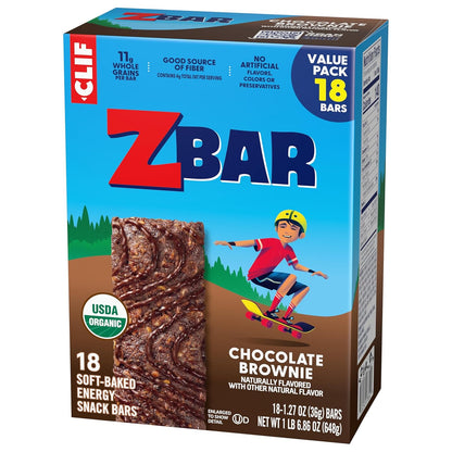 Zbar Chocolate Brownie Energy Bars – Lunchbox-Ready Snack Bars for Kids Classroom and Daycare, Individually Wrapped