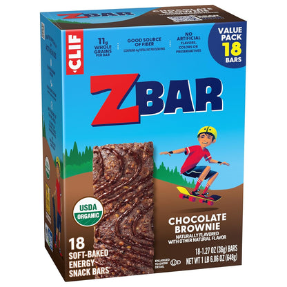 Zbar Chocolate Brownie Energy Bars – Lunchbox-Ready Snack Bars for Kids Classroom and Daycare, Individually Wrapped