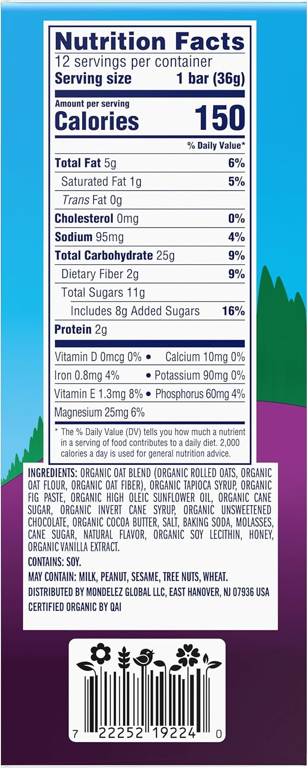 Zbar Chocolate Chip Energy Bars for Camping Trips, Soccer Sidelines, and Stroller Walks – Individually Wrapped 12-Pack