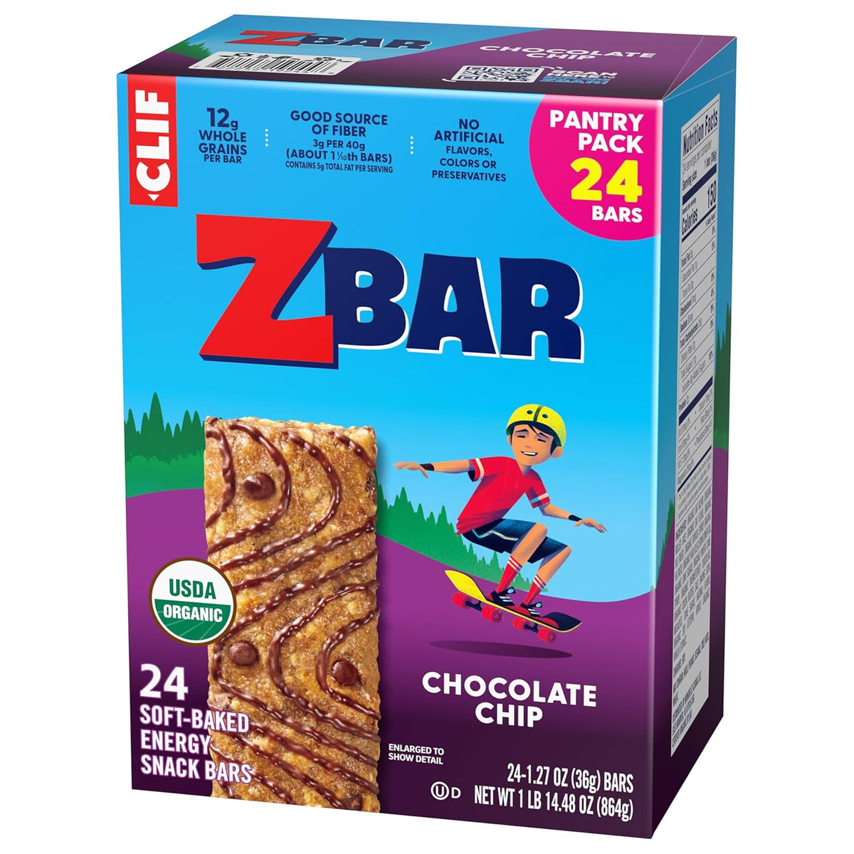 Zbar Chocolate Chip Granola Bars for Car Rides and Errands – 24 Individually Wrapped Travel Snacks