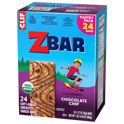 Zbar Chocolate Chip Granola Bars for Car Rides and Errands – 24 Individually Wrapped Travel Snacks