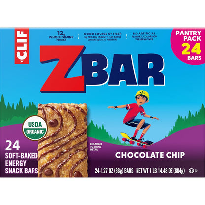 Zbar Chocolate Chip Granola Bars for Car Rides and Errands – 24 Individually Wrapped Travel Snacks