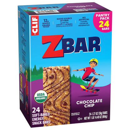 Zbar Chocolate Chip Granola Bars for Car Rides and Errands – 24 Individually Wrapped Travel Snacks
