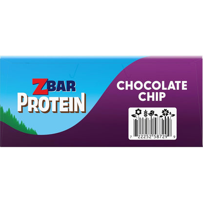 Zbar Protein Chocolate Chip - Non-GMO Protein Snack Bar for Health-Conscious Families, USDA Organic Oats (15 Pack)