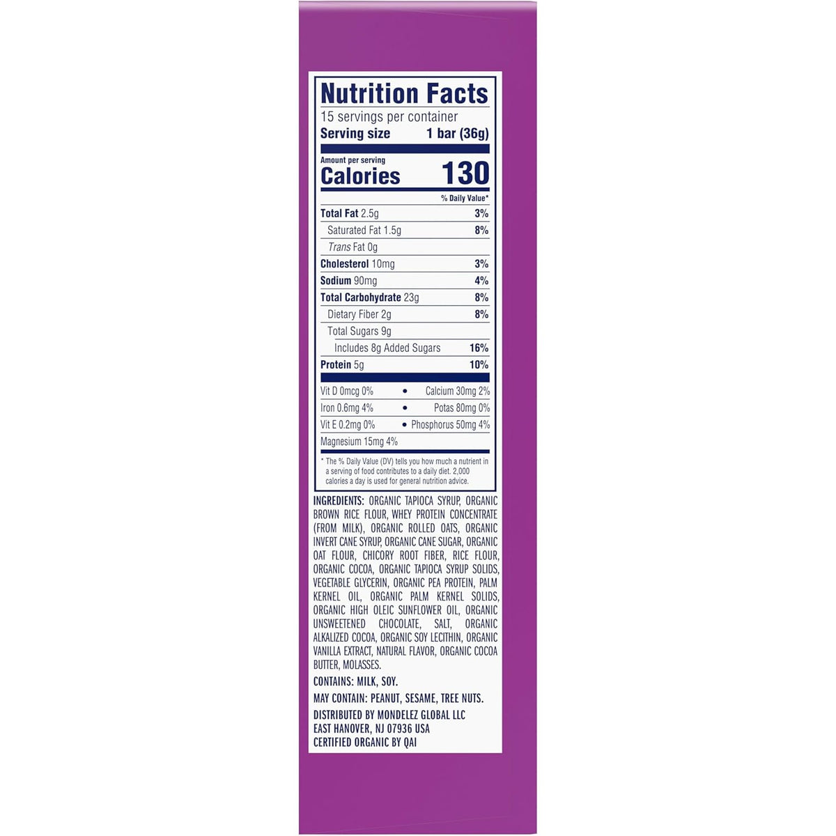 Zbar Protein Chocolate Chip - Non-GMO Protein Snack Bar for Health-Conscious Families, USDA Organic Oats (15 Pack)
