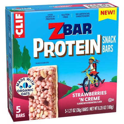Zbar Protein - Strawberries 'N Creme - Birthday Snack Box for Playdates and Parties, 5-Pack Bars