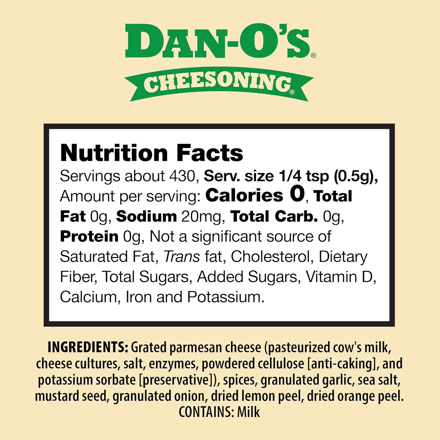 zero-calorie, sugar-free nutritional profile