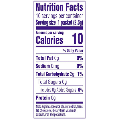 zero grams of sugar and only 5 calories per prepared serving