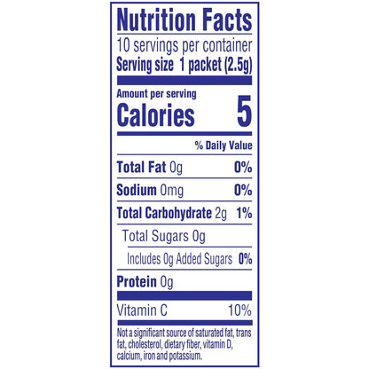 zero sugar and 5 calories per packet nutritional profile