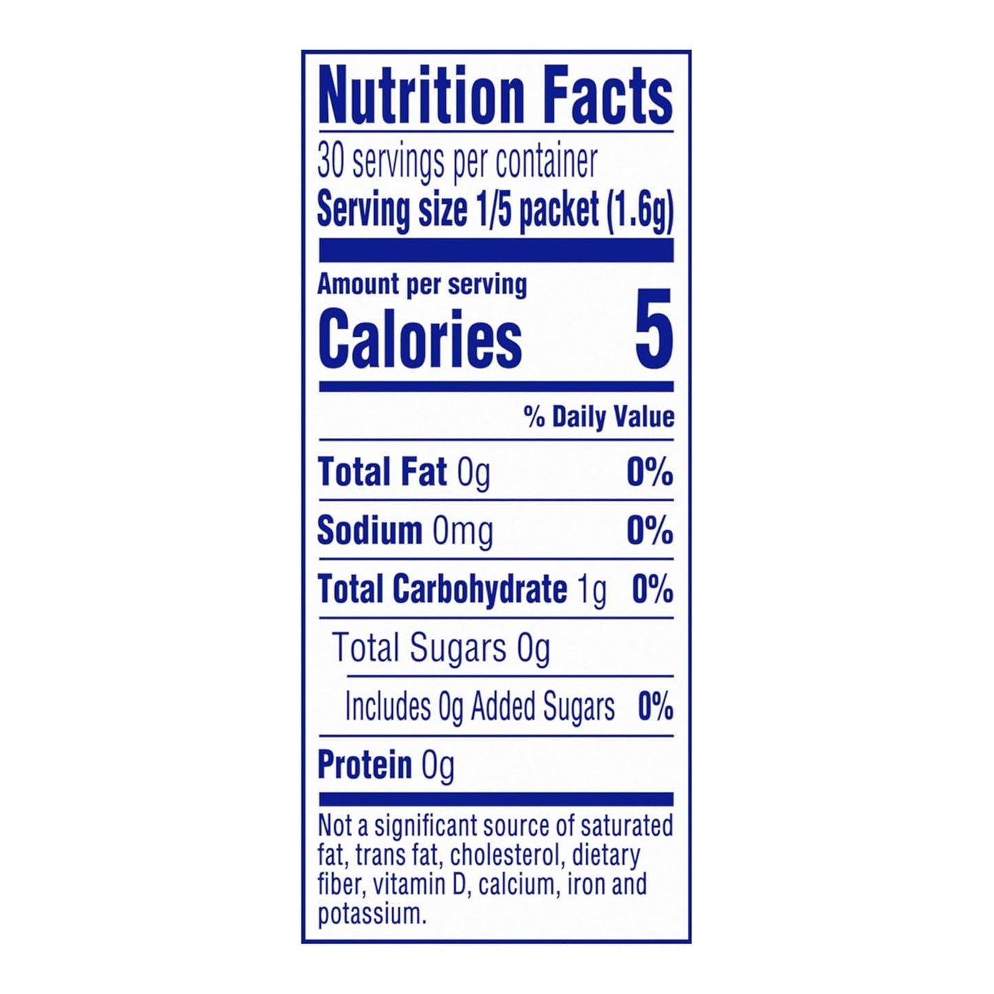 zero sugar and 5 calories per serving