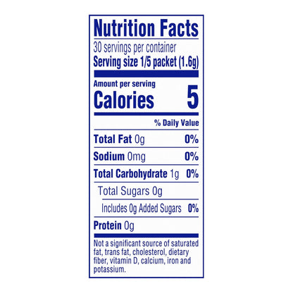 zero sugar and 5 calories per serving
