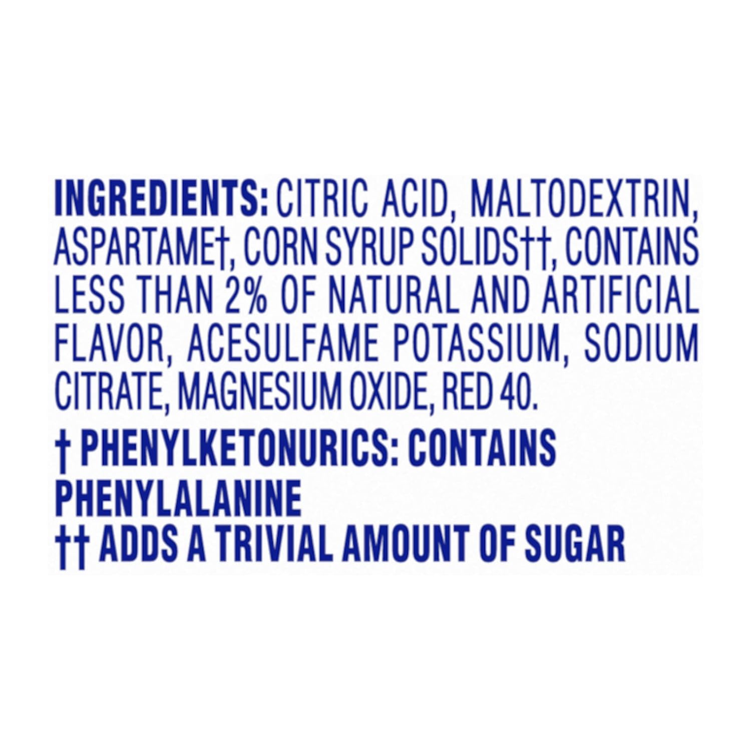 zero sugar and 5 calories per serving