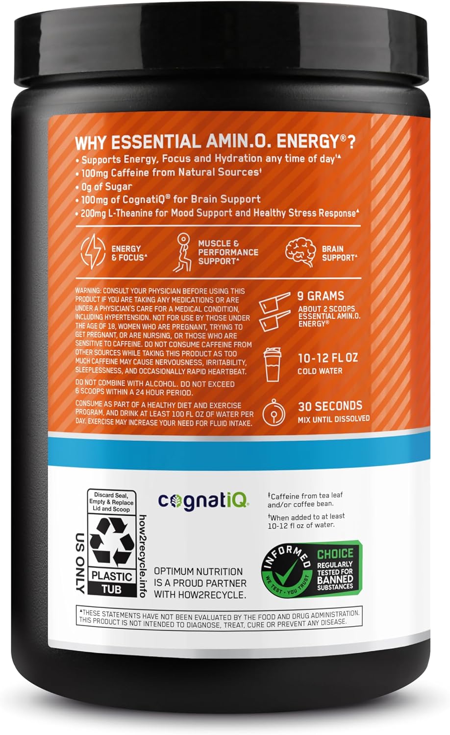 Optimum Nutrition Amino Energy Plus Focus – Daily Wellbeing Essential for Home Wellness Corners, No Jitters Natural Caffeine