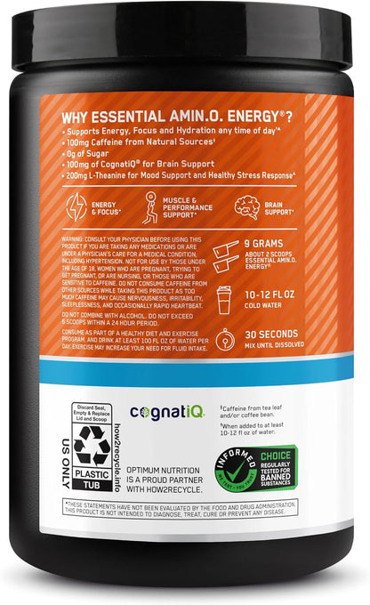 Optimum Nutrition Amino Energy Plus Focus – Daily Wellbeing Essential for Home Wellness Corners, No Jitters Natural Caffeine