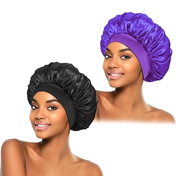 ZHENSILK Silk Bonnet 2 Pack Housewarming Gift – Elegant Satin Hair Wrap Set for Women, Sleep Caps for Friend Mom and Spouse
