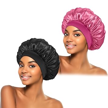 ZHENSILK Silk Bonnet 2 Pack Housewarming Gift – Elegant Satin Hair Wrap Set for Women, Sleep Caps for Friend Mom and Spouse