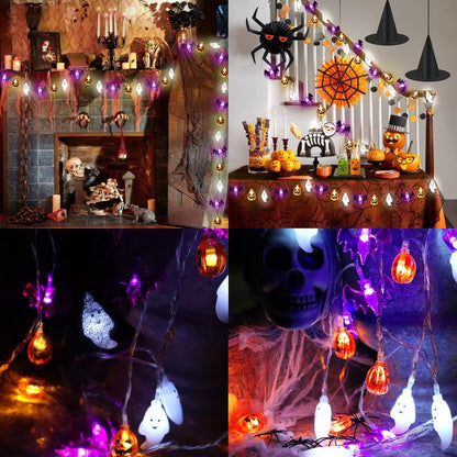 Zimati Halloween String Lights Battery Operated Purple and White for Reading Nook and Hallway Mood Lighting