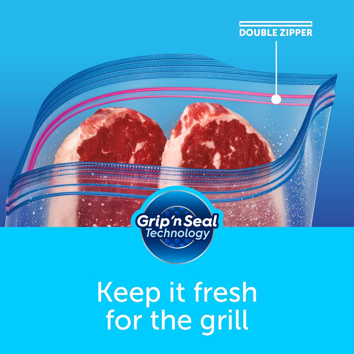 Ziploc Pint Freezer Bags for School Lunch Prep, Child-Safe Reusable Snack Storage with Grip 'n Seal Zipper, 12 Pack