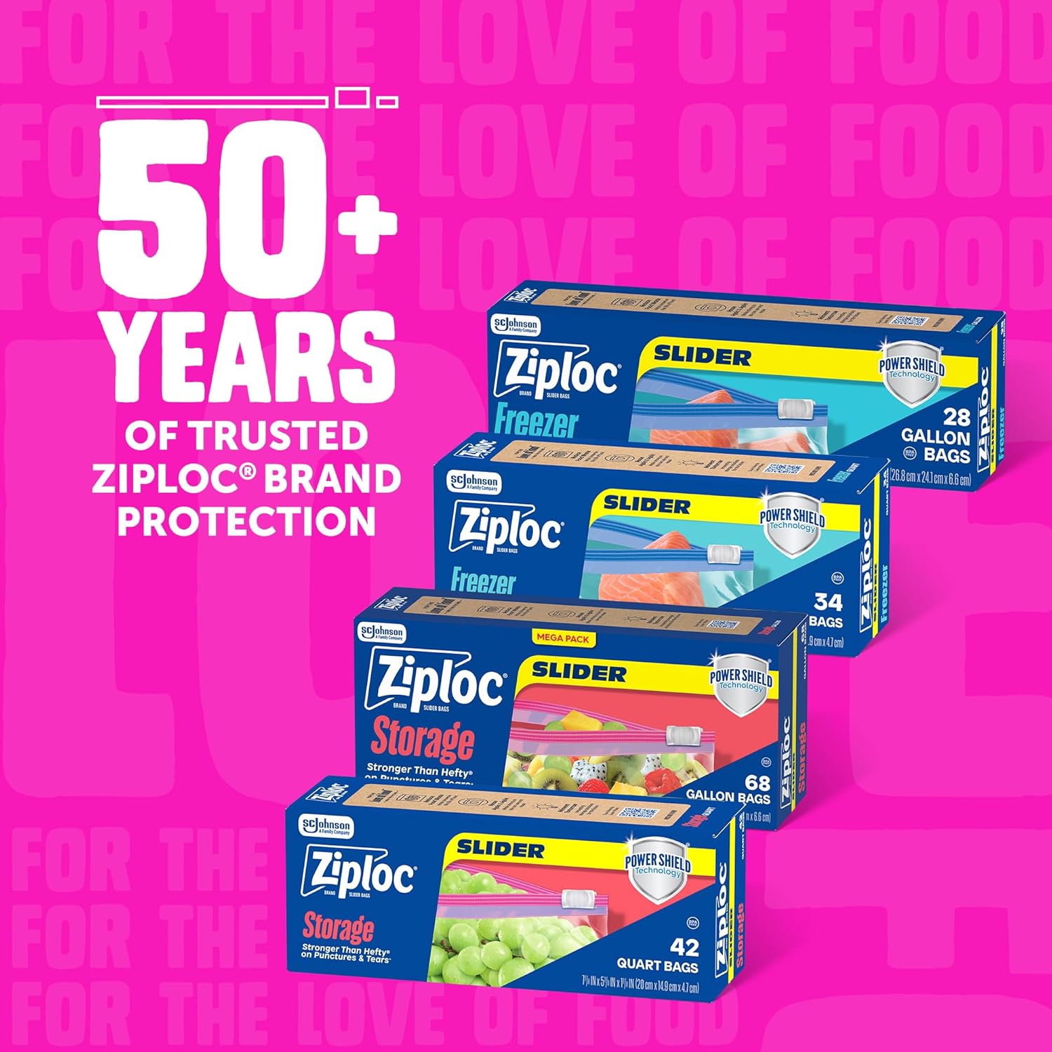 Ziploc Slider Quart Bags – School Lunch Packing Bags Kids Can Open, BPA-Free Reusable, 76 Count