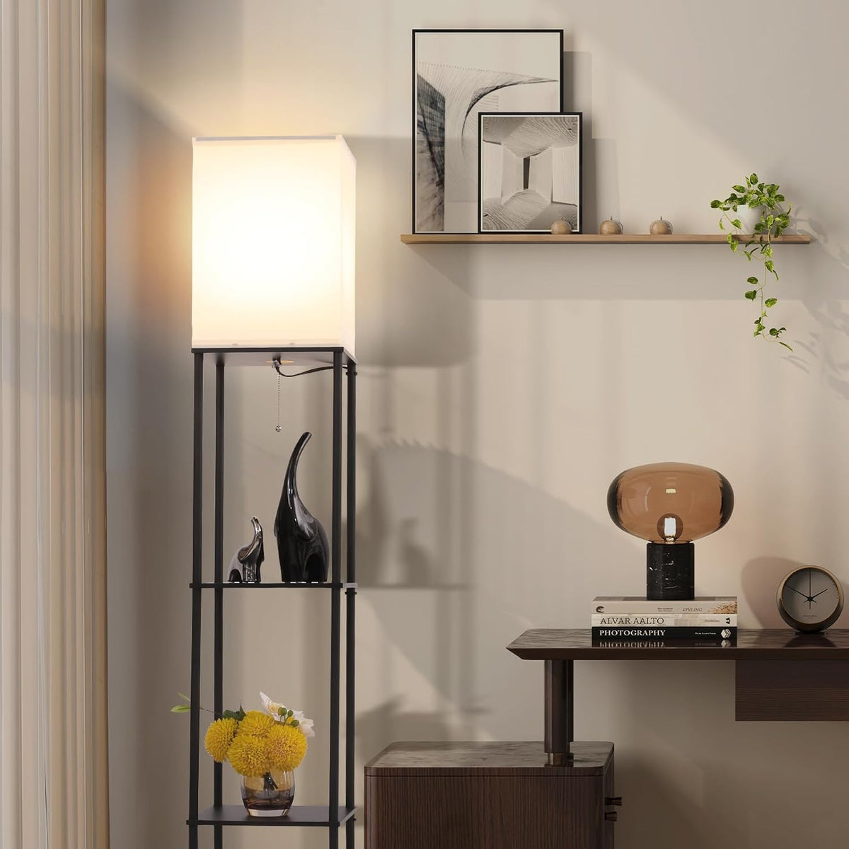 zipper / touch switch control on a 120v wired floor-mount lamp, dimensions 10.2"d x 10.2"w x 63"h